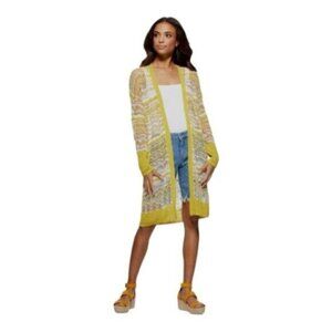 Scoop Women's Multi Color Long Open Front Pointelle Knit Cardigan Sweater Sz XXL